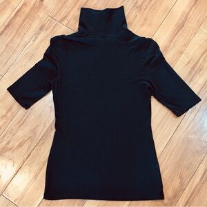 Merona black cotton shirt top blouse turtleneck workwear preppy black Xs small